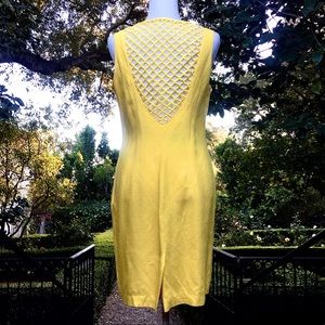 ❤️ Vintage 1980s Yellow Linen Dress Women’s Sz 12